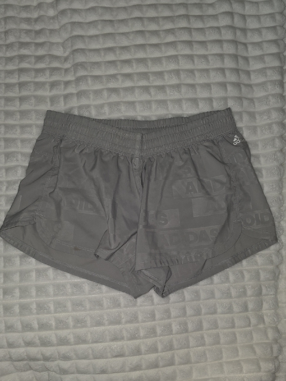 adidas Women's Gray Athletic Shorts with Subtle Logo Print